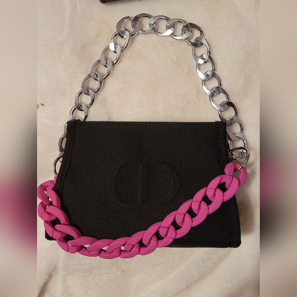Authentic CD Christian Dior Beauté Cosmetic Bag w/ added handle and chain decor